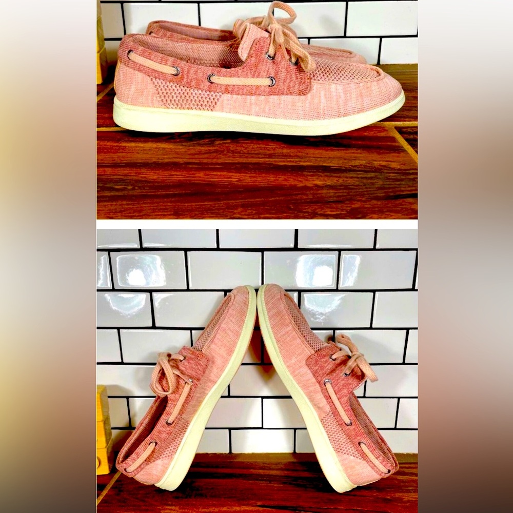 Sperry Oasis Dock Baby Pink Knit Boat Shoes